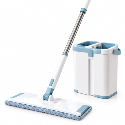 mylvoryx™ Flat Mop & Dual-Chamber Bucket Set — Lifestyle / everyday use view