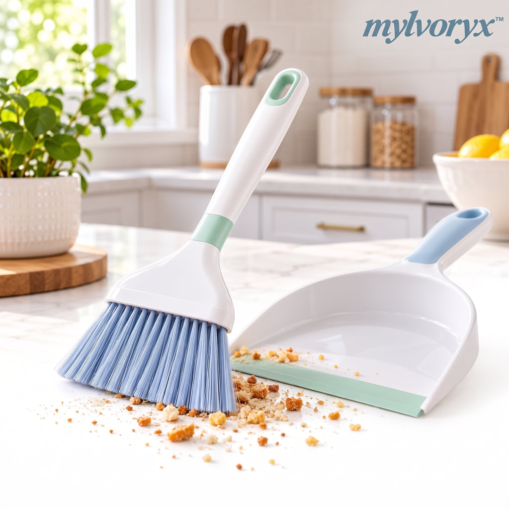mylvoryx™ Compact Countertop Broom & Dustpan Set — Lifestyle / everyday use view