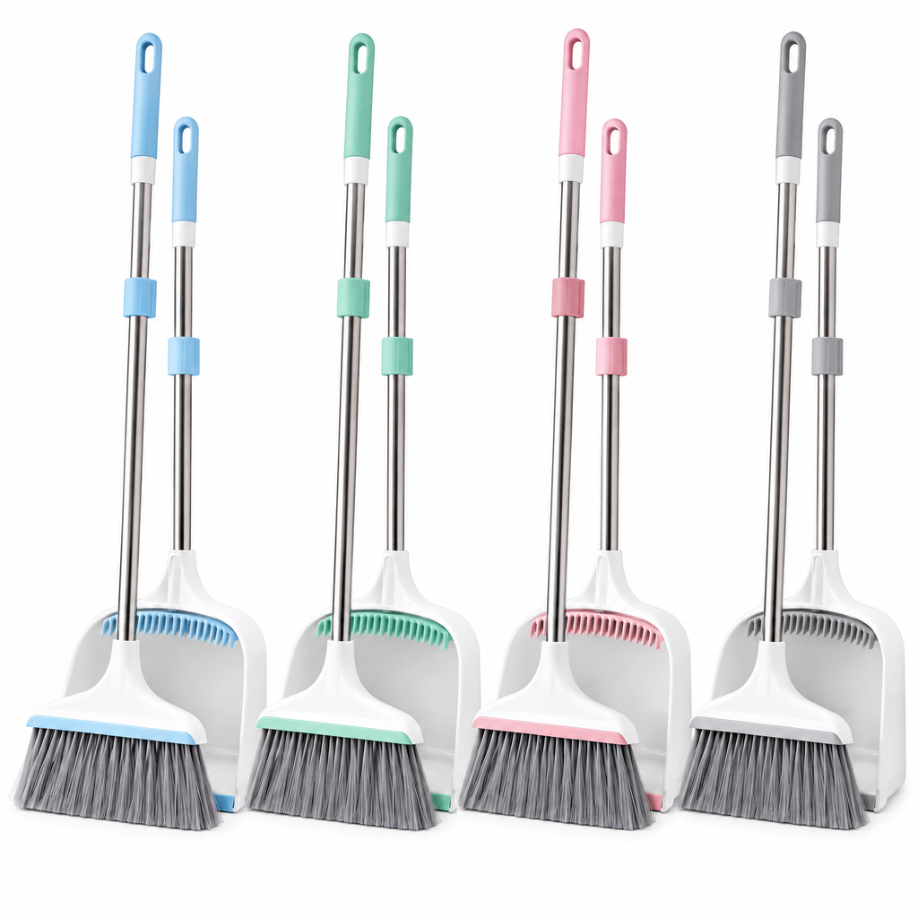 mylvoryx™ Long-Handle Broom & Upright Dustpan Set — Detail view