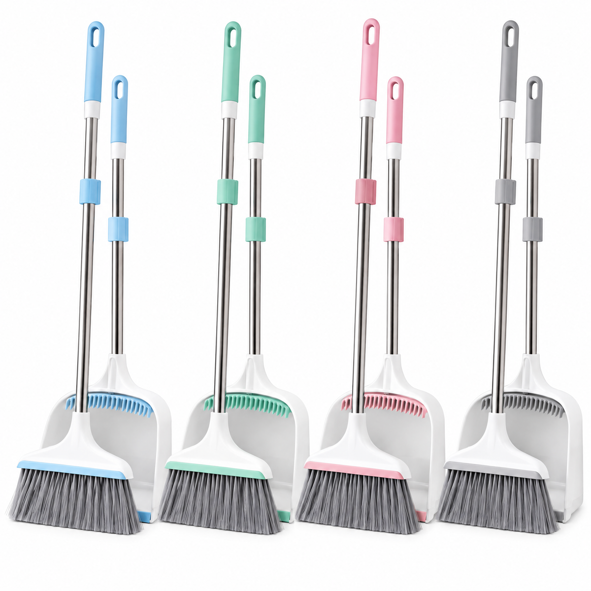 mylvoryx™ Long-Handle Broom & Upright Dustpan Set — Detail view
