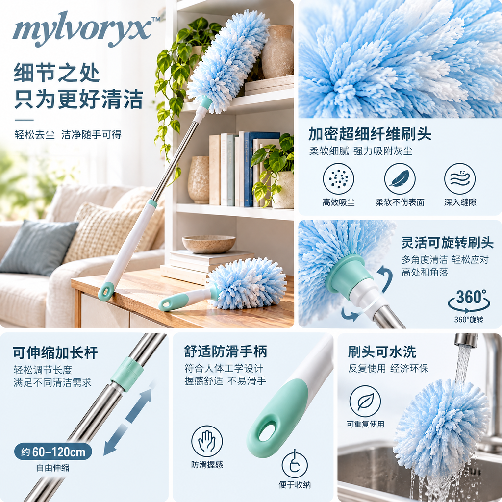 mylvoryx™ Extendable Microfiber Duster Set — Detail view